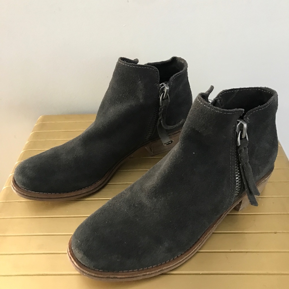 Gray suede booties